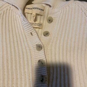 Mara Hoffman White Ribbed Cardigan